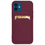 Kartenetui Silikon Wallet Case mit Kartenfach Dokumenten für Samsung Galaxy A22 4G Burgund