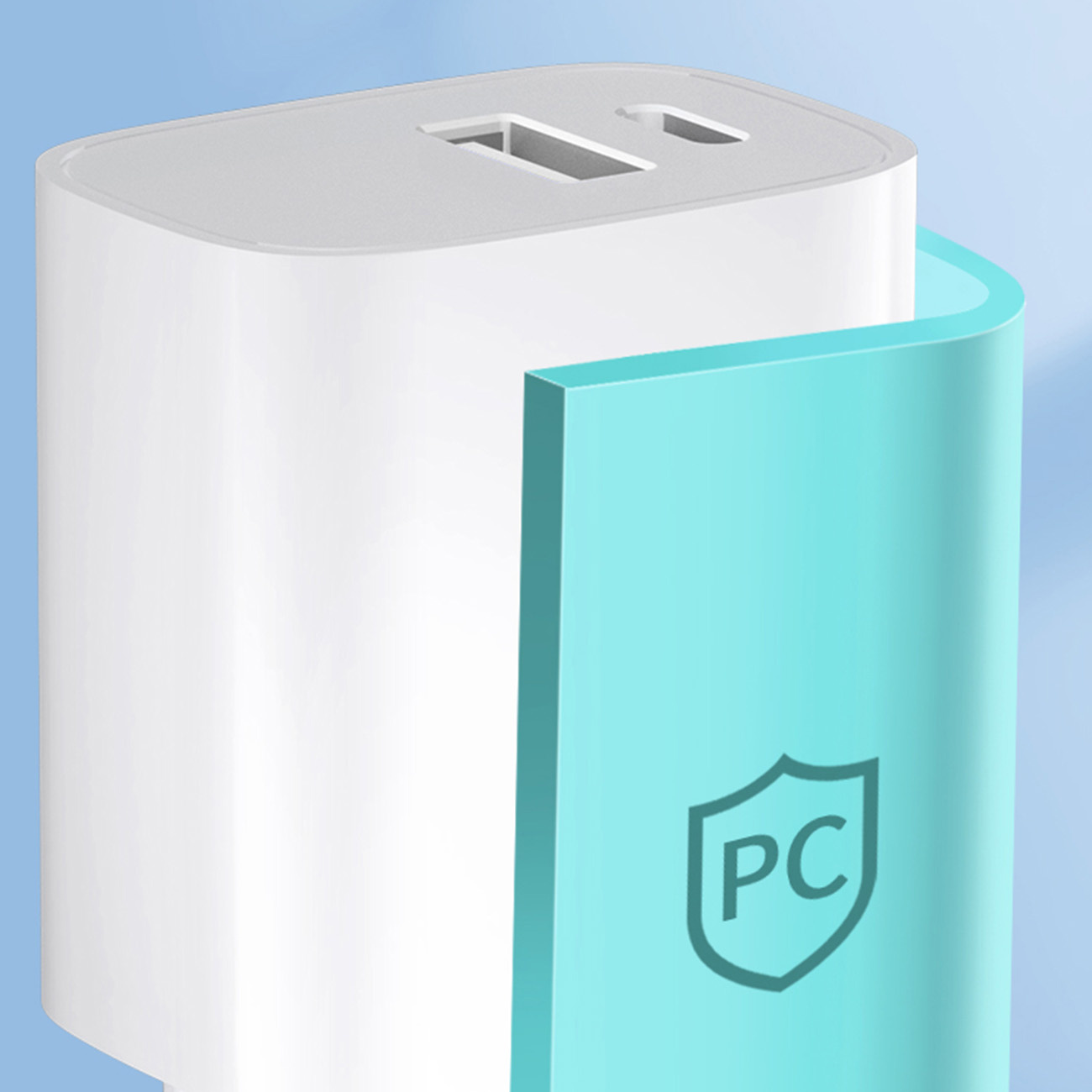 Ładowarka sieciowa Wozinsky WGWCW ze złączami USB-A i USB-C o mocy do 20W na tle gór