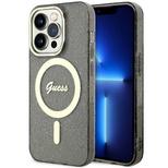 Guess, GUHMP14LHCMCGK iPhone 14 Pro 6,1" schwarz/schwarz Hardcase Glitter Gold MagSafe