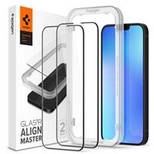 Spigen ALM Glass FC gehärtetes Glas für iPhone 13 / 13 Pro / 14 / 16e / 17e - schwarz 2 Stück.