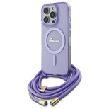 Guess Crossbody Cord Script MagSafe Case for iPhone 16 Pro Max - Purple