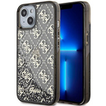 Guess Liquid Glitter 4G Transculent Hülle für iPhone 14 – Schwarz