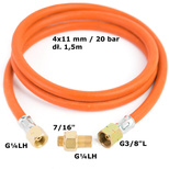 Reduction connection to a tourist gas cylinder G 3/8" L - 7/16" hose 1.5 m