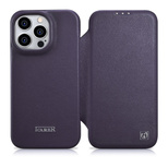 iCarer CE Premium Leather Folio Case iPhone 14 Pro Magnetic Flip Leather Folio Case MagSafe Dark Purple (WMI14220714-DP)