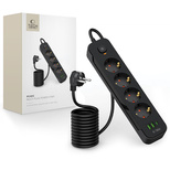 Tech-Protect PCL4X3 Power Strip 4 Sockets 240V + 2xUSB-A + 1xUSB-C 200 cm - Black