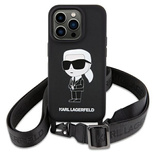 Karl Lagerfeld KLHCP15SSCBSKNK iPhone 15 6.1&quot; hardcase black/black Crossbody Silicone Ikonik