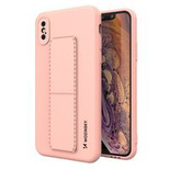 Wozinsky Kickstand Case iPhone XS / iPhone X pink silicone case with stand