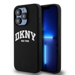 DKNY Flüssigsilikon-MagSafe-Hülle mit weißem bedrucktem Logo für iPhone 13 Pro / 13 – Schwarz