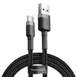 Baseus Cafule Cable wytrzymały nylonowy kabel przewód USB / USB-C QC3.0 2A 2M czarno-szary (CATKLF-CG1)