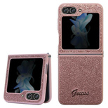 Guess Glitter Script Hülle für Samsung Galaxy Z Flip 5 – Rosa