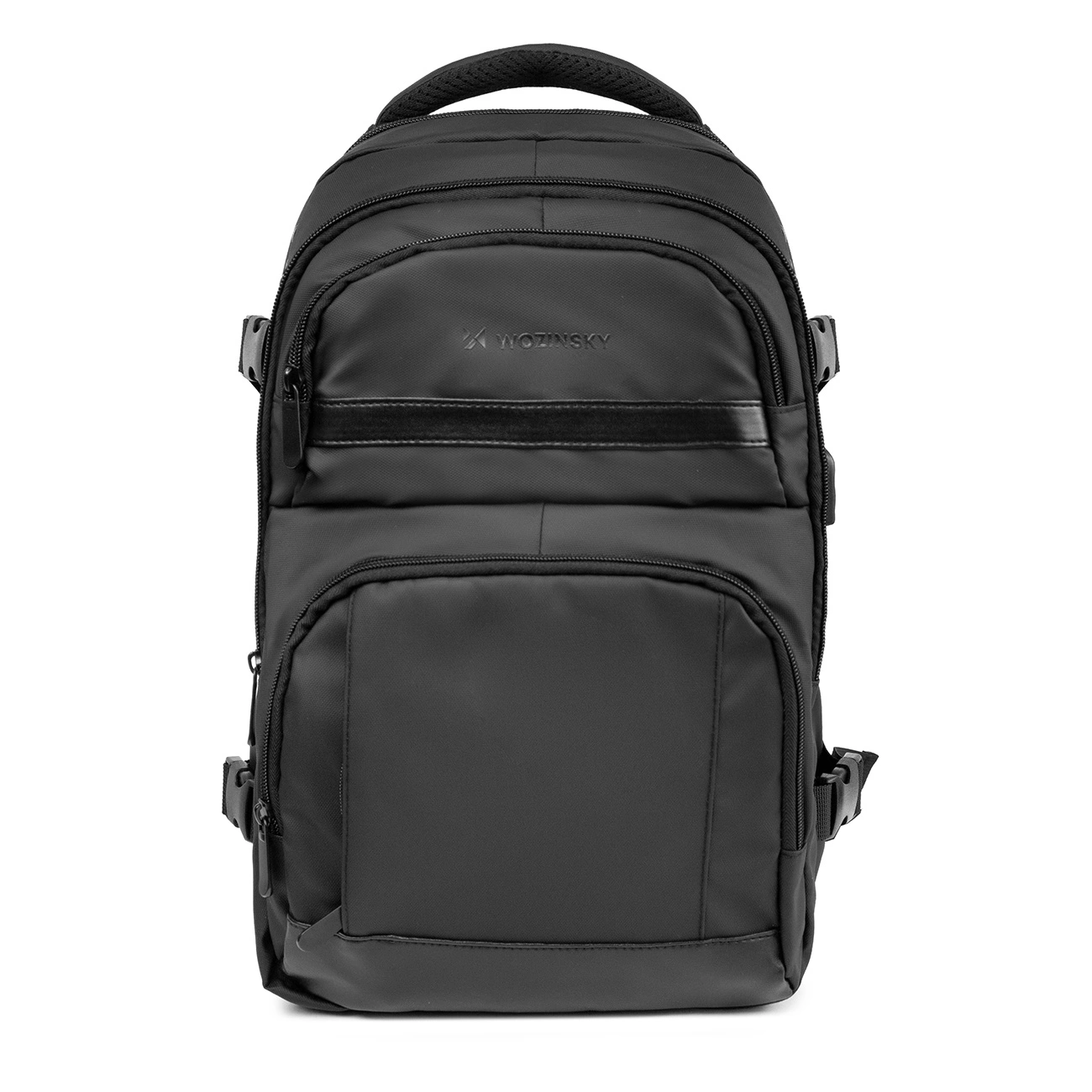 View of the Wozinsky WPW-20L backpack from the pocket side on a white background.