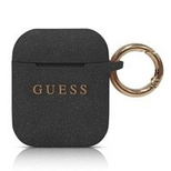 Guess GUACCSILGLBK AirPods Cover schwarz/schwarzer Silikon-Glitter