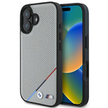 BMW M Perforated Tricolor Line MagSafe Hülle für iPhone 16 – Grau