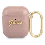 Guess GUA2SASMP AirPods cover pink/pink Saffiano Script Metal Collection