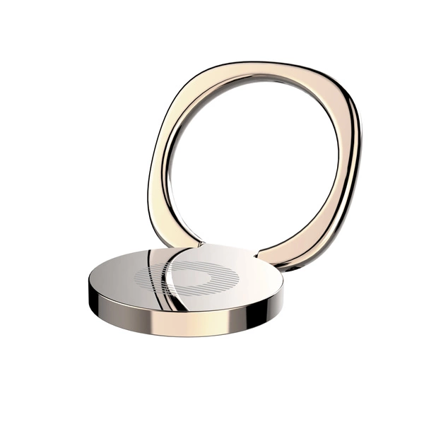 Złoty Uchwyt Baseus Privity Ring z funkcją stojaka na białym tle