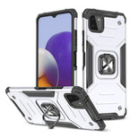 Wozinsky Ring Armor Case Kickstand Tough Rugged Cover for Samsung Galaxy A22 4G silver