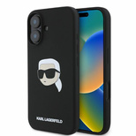 Karl Lagerfeld Silicone Karl Head Print MagSafe iPhone 16 Case - Black