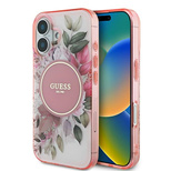 Guess IML Flower &amp; Tonal Circle MagSafe iPhone 16 Case - Pink