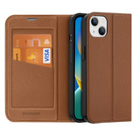 Dux Ducis Skin X2 case for iPhone 14 Plus case with magnetic flap brown