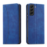 Magnet Fancy Case für Samsung Galaxy S23 Ultra Cover mit Flip Wallet Stand Blau