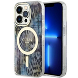 Guess GUHMP14LHLEOPWB iPhone 14 Pro 6.1" Blau/Blau Hardcase Leopard MagSafe