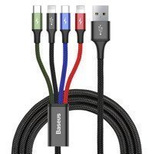 Baseus kabel przewód USB 4w1 2x Lightning / USB Typ C / micro USB w nylonowym oplocie 3.5A 1.2m czarny (CA1T4-A01)