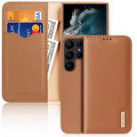 Dux Ducis Hivo Case for Samsung Galaxy S23 Ultra Flip Cover Wallet Stand RFID Blocking Brown