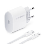 Wozinsky Schnellladegerät USB C PD 20W + USB C / Lightning Kabel 1m weiß