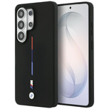 BMW M Silikonhülle mit dreifarbiger Linie und MagSafe-Funktion für Samsung Galaxy S26 Ultra – Schwarz