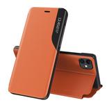 Eco Leather View Case elegant bookcase type case with kickstand for iPhone 13 orange