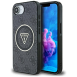 Guess IML Metal Glitter 4G Circle Triangle MagSafe Case für iPhone 16e - Schwarz
