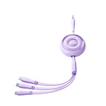 Joyroom Colorful Series S-A40 Cable Retractable 3in1 USB-A - USB-C / Lightning / Micro USB 1m - Purple