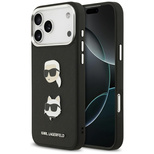 Karl Lagerfeld FW Grained Karl &amp; Choupette Heads Pins &amp; Logo iPhone 17 Pro Max Case - Black