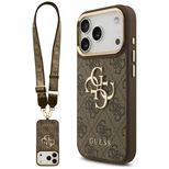 Guess 4G Big 4G Classic Logo Big Strap Metal Buttons Case für iPhone 17 Pro - Braun