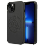 Karl Lagerfeld Lederhülle mit perforiertem Logo für iPhone 14 Plus – Schwarz