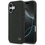 Mercedes Leather Large Laurel Leave MagSafe Case for iPhone 17 - Black