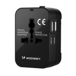 Adapter podróżny Wozinsky WUTWC uniwersalny 24W UE / US / AUS / UK / 2x USB-A - czarny