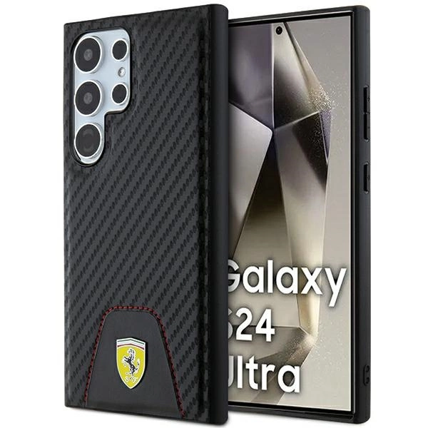 Ferrari Carbon Stitched Bottom case for Samsung Galaxy S24 Ultra