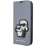 Karl Lagerfeld KLBKP14LSANKCPG iPhone 14 Pro 6.1" bookcase silver/silver Saffiano Karl & Choupette