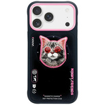 Etui Nimmy Glasses Cool Cat MagSafe do iPhone 17 Pro - czarno- różowe