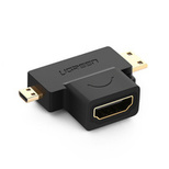 Ugreen adapter HDMI Type A (female) to mini HDMI (male) / micro HDMI (male) black (20144)