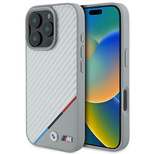 BMW M Carbon Tricolor Line MagSafe Hülle für iPhone 16 Pro – grau