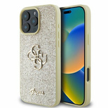 Guess Fixed Glitter Big 4G Hülle für iPhone 16 Pro Max – Gold