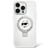 Karl Lagerfeld KLHMP15LHMRSCHH iPhone 15 Pro 6.1&quot; white/white hardcase Ring Stand Choupette Head MagSafe