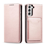 Magnet Kartenetui Hülle für Samsung Galaxy S22 Etui Kartenetui Kartenständer Pink