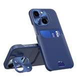 Leder Stand Case Case für iPhone 14 Plus Cover Kartenetui mit Ständer blau