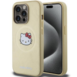 Hello Kitty Leather Kitty Head MagSafe Hülle für iPhone 15 Pro – Gold