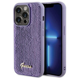 Guess Pailletten-Schriftzug-Metallgehäuse für iPhone 15 Pro Max – Lila