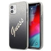 Etui Guess Glitter Gradient Script na iPhone 12 mini - czarne