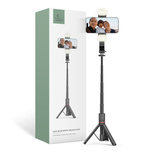 Tech-Protect L05S Bluetooth selfie stick with tripod up to 105cm with LED lamp - black